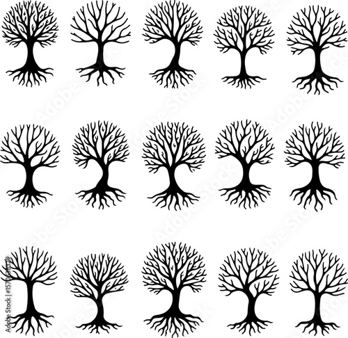 Tree of Life Silhouette Vector Set vector bundle