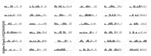 Audio spectrum analyzer elements. Waveform pattern for music player, podcasts, mobile voice message, streaming.