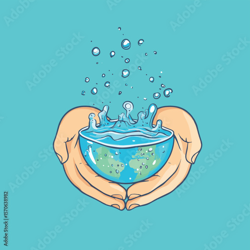World water day, Save the Water and world, vector style simple color