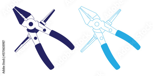 Pliers icon vector, representing gripping, bending, and cutting.Plier icon vector, black and white, pliers clip art, clip art pliers, simple pliers tool silhouette.