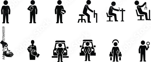 AI generated set of various people doing different activities isolated on white background