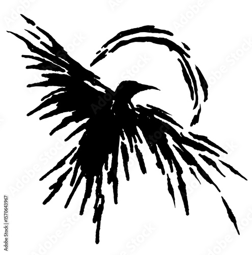 abstract illustration of crow silhouette