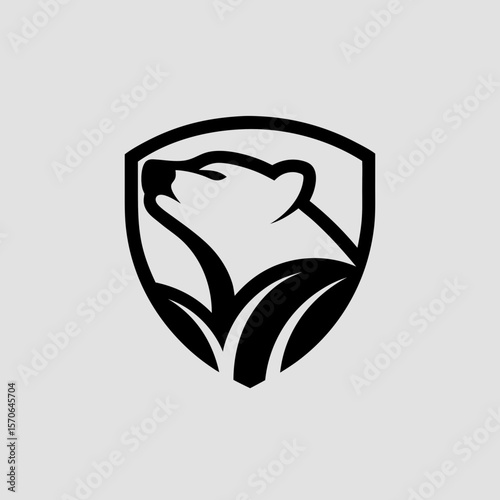 Polar Bear Shield Logo Design: Vector Illustration Graphic