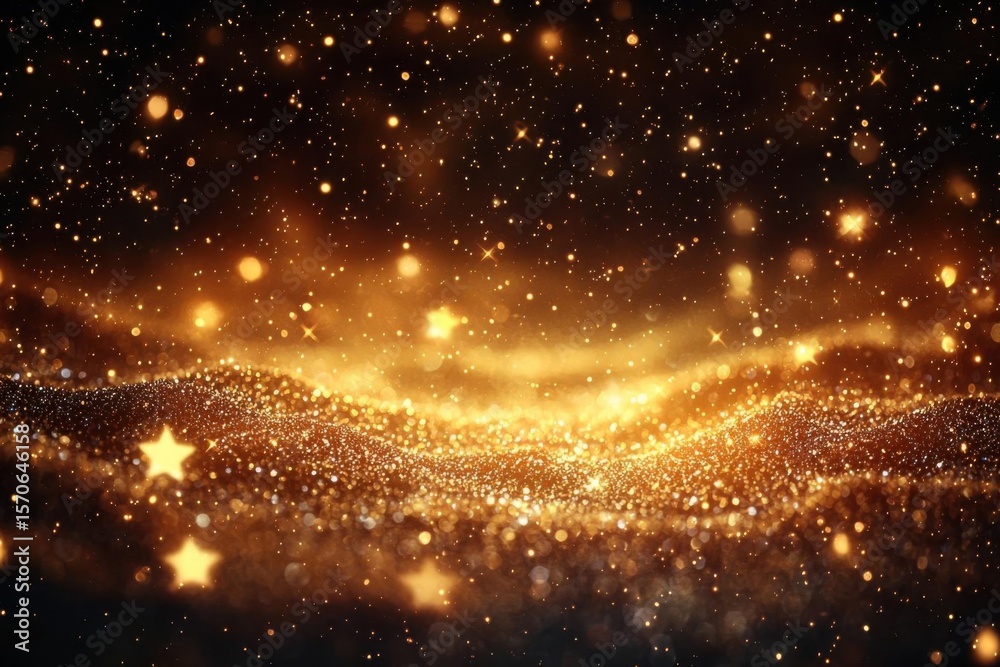 Obraz premium Golden particles shine and create a magical effect with festive vibes