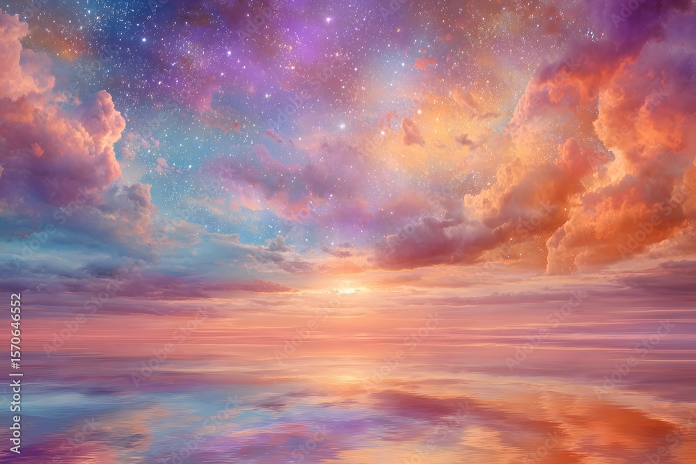 Obraz premium Serene Celestial Dreamscape Reflection in Tranquil Water