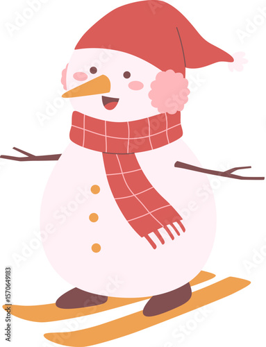 Happy Snowman Skiing

