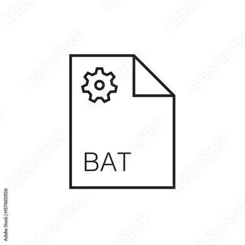 bat file extension icon outline editable stroke eps 