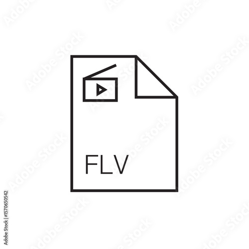 flv file extension icon outline editable stroke eps 