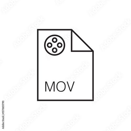 mov file extension icon outline editable stroke eps 