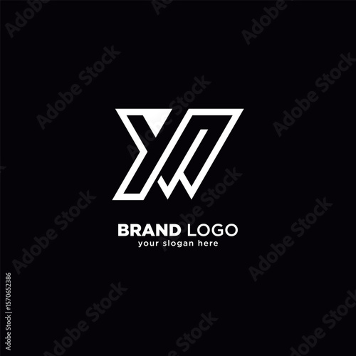 Creative Unique Letter Y and W Monogram Logo with White Background.