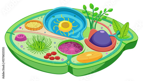 Vector illustration of plant cell structure is isolated on white background