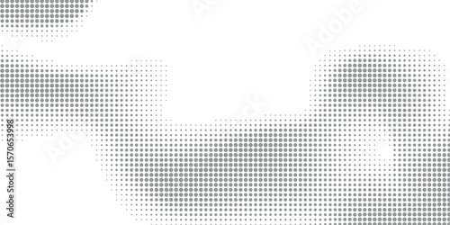 Smooth Faded Halftone Dots on Black and White Abstract Pixelated Texture.