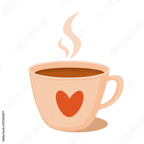 Cute Coffee Cup with Warming Hot Drink Vector Illustration