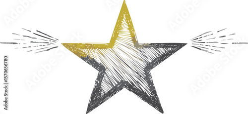 Star shape. Abstract pencil and crayon kids drawing. Spiky geometric element. Hand drawn rough edge sparkle.burst, children, collage, colours, dynamic, explosion, flash, form, graphic, grunge, 