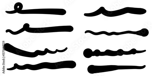 hand drawn lines pressure variation, brush strokes, signature, and underlines, smooth thick strokes 