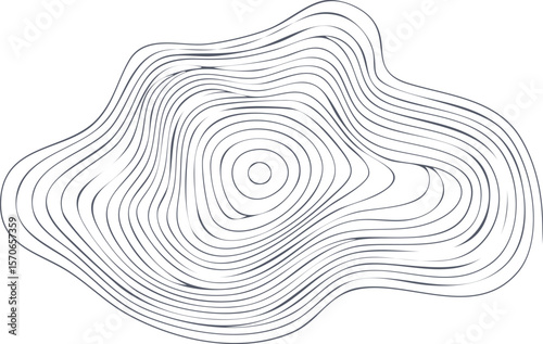 Topographic shape with pattern of wavy concentric lines. Organic circular ripple lines. Geometric contour fluid relief element.contour, flow, fluid, graphic, wavy, concentric, geometric, abstract,