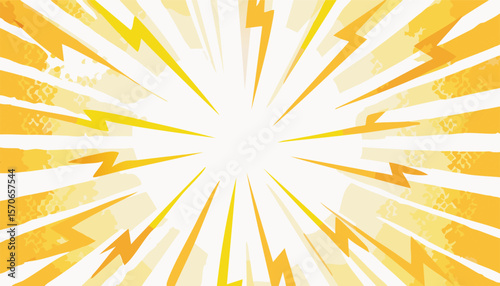 Lightning power cartoon vector background. Thunder bold abstract burst with halftone effect and speed lines. Comic book design template for poster. Explosion boom bright.action, blast, book, boom, 