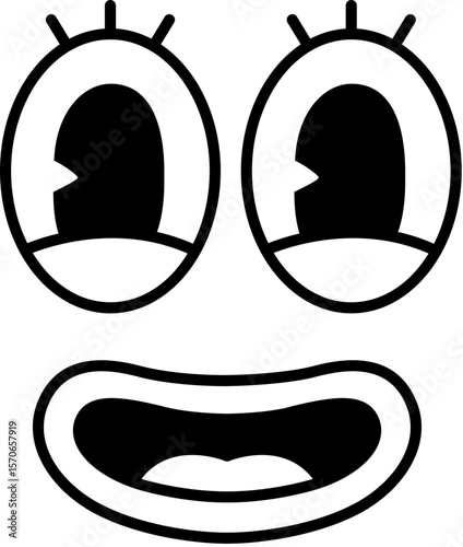 Funny retro cartoon character face