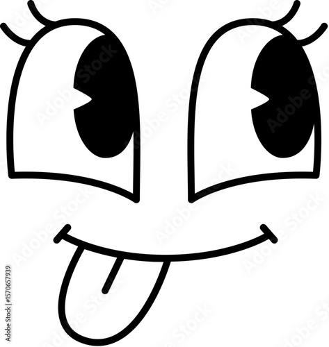Funny retro cartoon character face