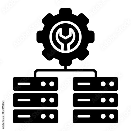 Db rack with gear, icon of server setting