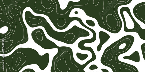Abstract green camouflage with topographic contour shapes
