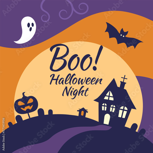 Adobe Illustrator Artwork, halloween, moon, house, night, vector, illustration, holiday, haunted, bat, silhouette, tree, autumn, scary, dark, horror, castle, cartoon, witch, pumpkin, bats, card, celeb