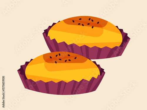 Sweet potato dessert, baked sweet potato illustration