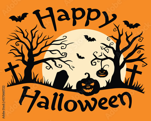 Adobe Illustrator Artwork, halloween, pumpkin, vector, holiday, bat, illustration, night, autumn, horror, card, scary, party, moon, celebration, dark, cartoon, design, silhouette, october, tree, spook