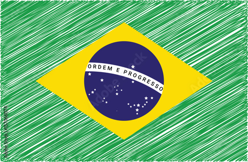Hand drawn sketch of the Brazilian flag.