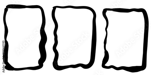 hand drawn frame set with different stroke weights or pressure, social media frame, blank photo, or text frame.
