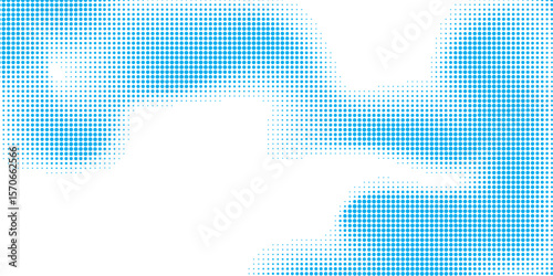 Abstract Blue Halftone Dots with Smooth Fading Texture on White Background.