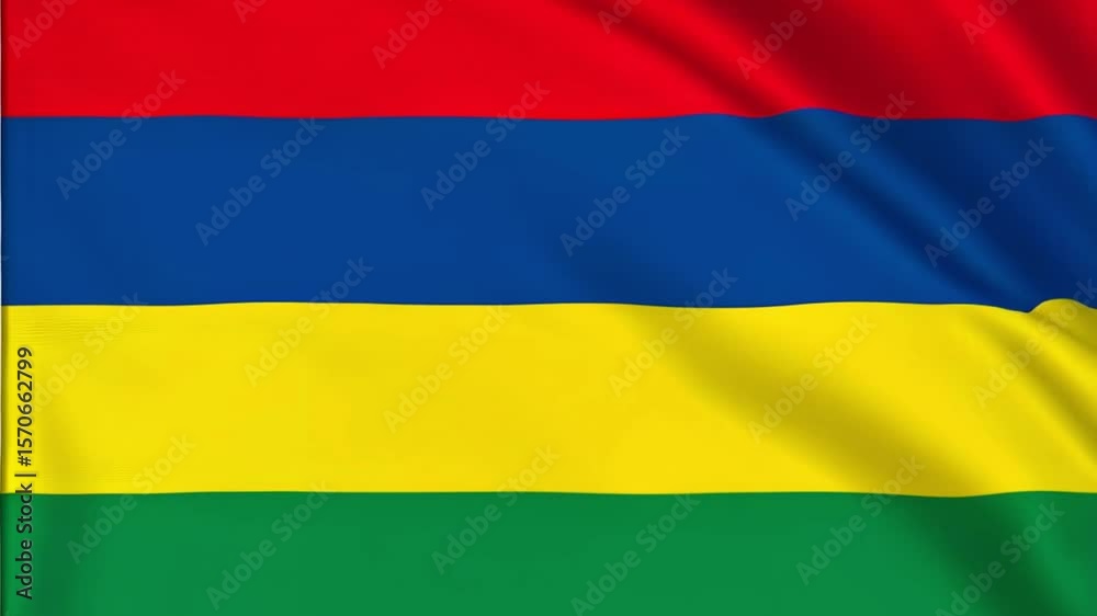 Waving flag of Mauritius