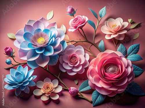 Low-light artistry captures the ethereal beauty of cherry blossoms, roses, and lotus flowers.