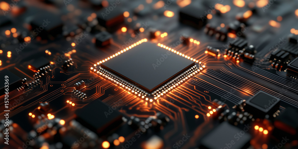 Obraz premium Chip shortage impacting manufacturing processes in technology sector urban environment close-up view
