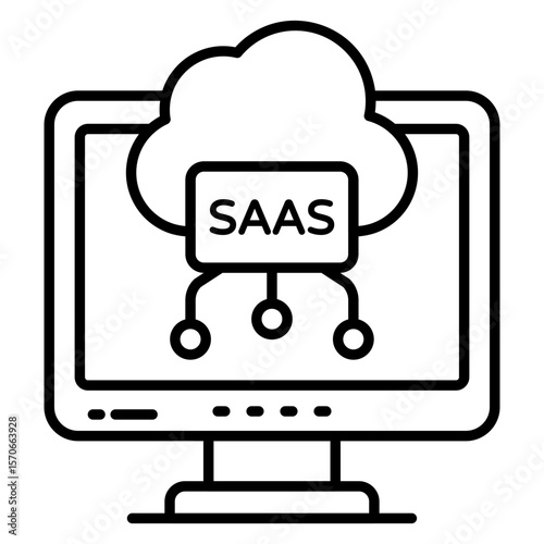 Conceptual Line design icon of cloud saas