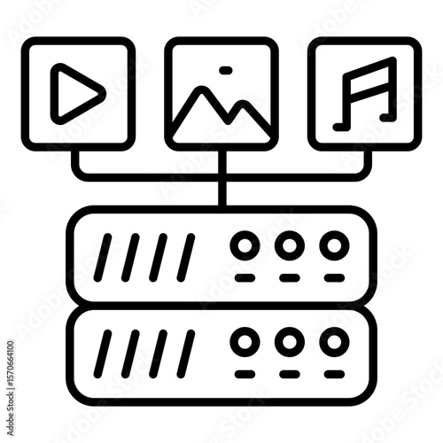 A Line design icon of server network