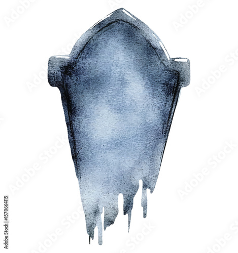 Halloween rip, grey gravestone watercolor illustration