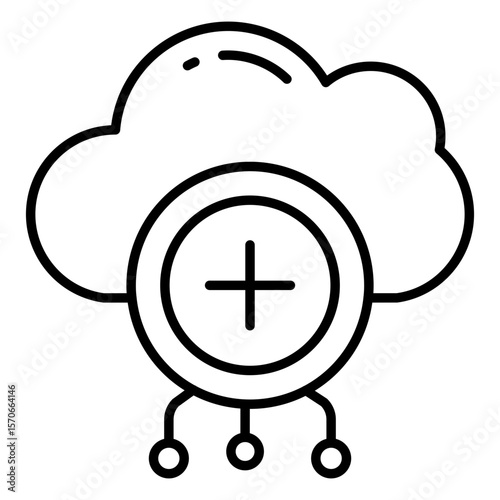 A creative design icon of add cloud