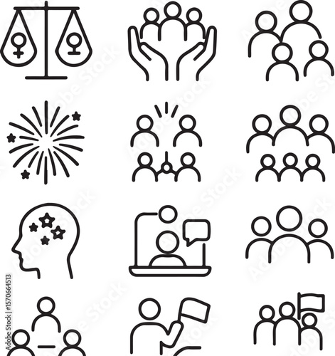 Gender Equality Icons A Collection of Line Art Graphics for Social Justice and Empowerment