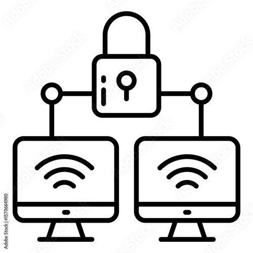 Creative design icon of secure connected devices