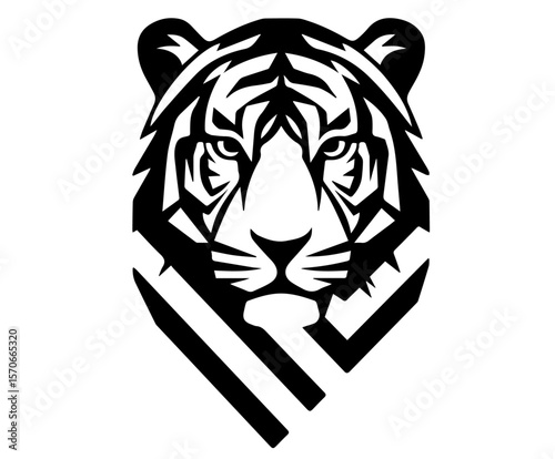 stylized tiger head logo vector icon