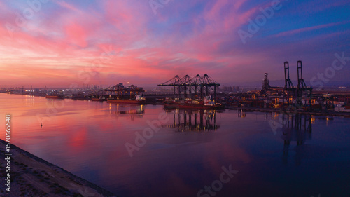 Photos Sunset Over Industrial Port In Oman