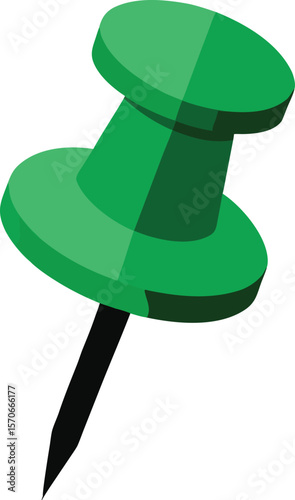 Photorealistic Green Pin Illustration Single Object CMYK Colors Clean Design