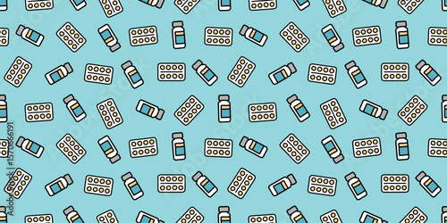 医療アイコンのシームレスパターン・背景素材
Modern Seamless Background Pattern Featuring Medical Icons and Healthcare Equipment in Flat Vector Design