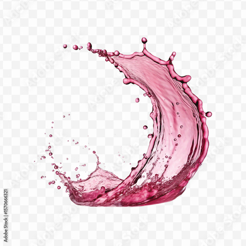 abstract 3d smooth liquid pink water splash in curve style isolated on transparent background