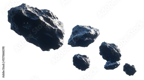 Asteroids of Various Sizes Floating in Space with a Dark and Mysterious Background