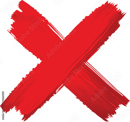 Large Red X Mark Painted Style Vector Illustration for Graphic Design
