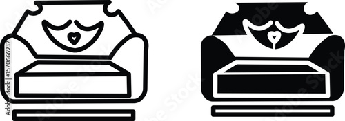 reclining sofa icon, furniture line art, furniture vector. Home furniture symbol for living room design,