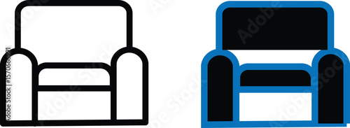 reclining sofa icon, furniture line art, furniture vector. Home furniture symbol for living room design,