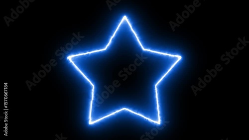 Animation of star shape frame neon glowing